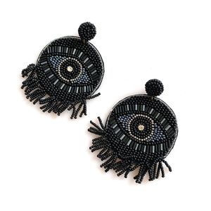 Beaded Evil Eye Circle Handmade Earrings